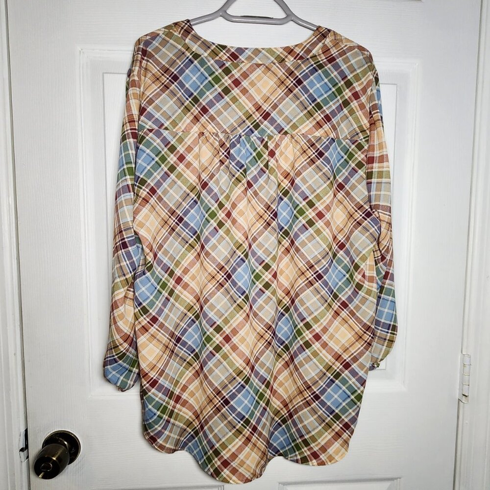 Torrid Harper 3/4 Sleeve Pullover Blouse Plaid - Size 1 (1X - 14W/16W) - Picture 2 of 5